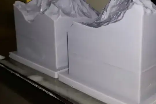 Photo of a resin printed model without supports and a horizontal line appears