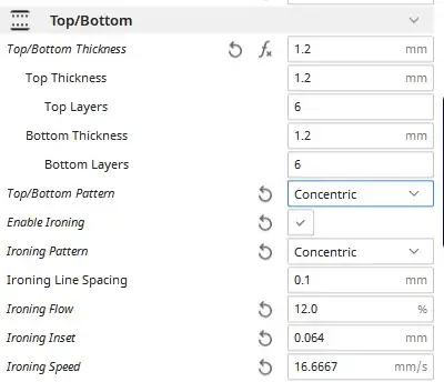 Top/Bottom settings