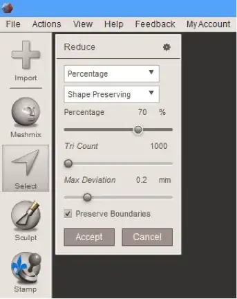 Reduce dialog Reduce dialog