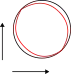 Drawing showing two circles misaligned in both the X and Y directions