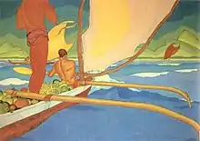 Image 11Men in an Outrigger Canoe Headed for Shore, an oil painting by Arman Manookian depicting the Vezo people, c. 1929 (from History of Madagascar)