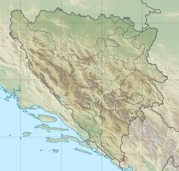 Map showing the location of Perućica
