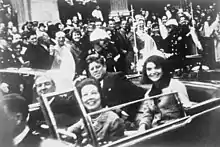 Image 26President John F. Kennedy in the presidential limousine, minutes before his assassination (from History of Texas)
