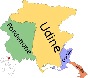 Former provinces of Friuli-Venezia Giulia, now EDRs