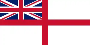 Naval ensign of the United Kingdom, which has a canton consisting of the UK's national flag in it.