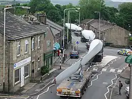Image 55A turbine blade convoy passing through Edenfield, England (from Wind turbine)